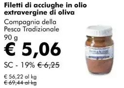 NaturaSì Filetti di acciughe in olio extravergine di oliva Compagnia della Pesca Tradizionale offerta