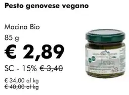 NaturaSì Pesto genovese vegano Macina Bio offerta
