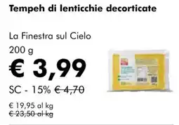 NaturaSì Tempeh di lenticchie decorticate La Finestra sul Cielo offerta