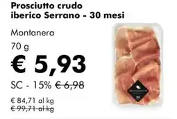 NaturaSì Prosciutto crudo iberico Serrano - 30 mesi Montanera offerta