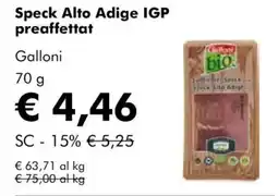 NaturaSì Speck Alto Adige IGP preaffettat Galloni offerta