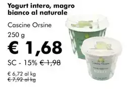 NaturaSì Yogurt intero, magro bianco al naturale Cascine Orsine offerta