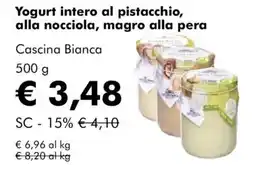NaturaSì Yogurt intero al pistacchio, alla nocciola, magro alla pera Cascina Bianca offerta