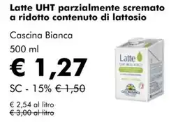 NaturaSì Latte UHT parzialmente scremato a ridotto contenuto di lattosio Cascina Bianca offerta