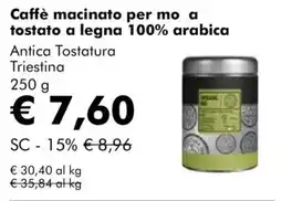 NaturaSì Caffè macinato per mo a tostato a legna 100% arabica Antica Tostatura Triestina offerta