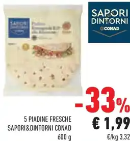 Conad Superstore 5 piadine fresche SAPORI&DINTORNI CONAD offerta