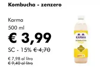 NaturaSì Kombucha - zenzero Karma offerta