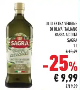 Conad Superstore Olio extra vergine di oliva italiano bassa acidità SAGRA offerta