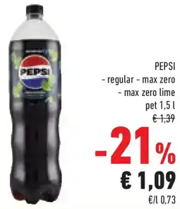 Conad Superstore Pepsi regular, max zero e max zero lime offerta