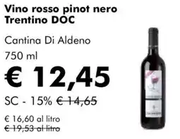 NaturaSì Vino rosso pinot nero Trentino DOC Cantina Di Aldeno offerta