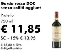 NaturaSì Garda rosso DOC senza solfiti aggiunt Pratello offerta