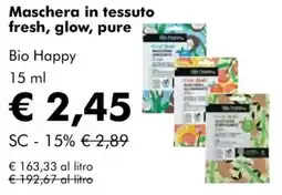 NaturaSì Maschera in tessuto fresh, glow, pure Bio Happy offerta
