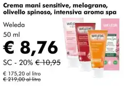 NaturaSì Crema mani sensitive, melograno, olivello spinoso, intensiva aroma spa Weleda offerta