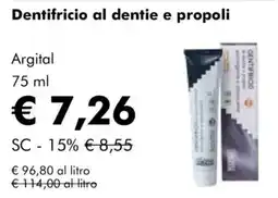 NaturaSì Dentifricio al dentie e propoli Argital offerta