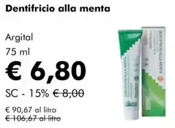 NaturaSì Dentifricio alla menta Argital offerta