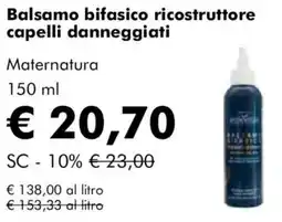 NaturaSì Balsamo bifasico ricostruttore capelli danneggiati Maternatura offerta