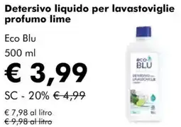 NaturaSì Detersivo liquido per lavastoviglie profumo lime Eco Blu offerta