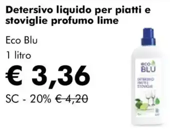 Detersivo liquido per piatti e stoviglie profumo lime Eco Blu