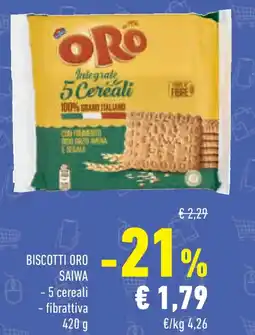 Conad Superstore Biscotti oro saiwa 5 cereali e fibrattiva offerta