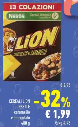 Conad Superstore Cereali lion nestlè caramello e cioccolato offerta