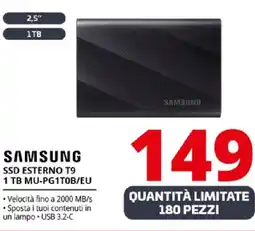 Comet SAMSUNG SSD ESTERNO T9 1 TB MU-PG1TOB/EU offerta
