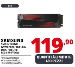 Comet SAMSUNG SSD INTERNO NVME 990 PRO CON DISSIPATORE MZ-V9P1T0GW offerta