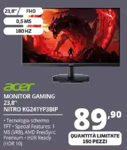 Comet acer MONITOR GAMING 23,8" NITRO KG241YP3BIP offerta