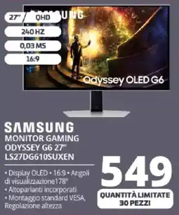 Comet SAMSUNG MONITOR GAMING ODYSSEY G6 27" LS27DG610SUXEN offerta