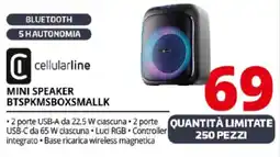 Comet cellularline MINI SPEAKER BTSPKMSBOXSMALLK offerta