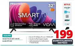 Comet Hisense40A49N Smart TV LED 40" Full HD Audio DTS HD offerta