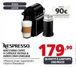 Comet NESPRESSO MACCHINA CAFFÈ A CAPSULE INISSIA & AEROCCINO EN80.BAE offerta
