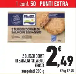 Conad Superstore 2 burger dorati di salmone selvaggio FROSTA offerta