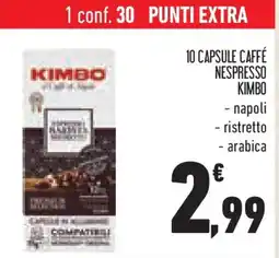 Conad Superstore 10 capsule caffé nespresso KIMBO offerta