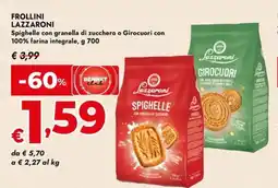 Bennet Frollini lazzaroni spighelle con granella di zucchero o girocuori con 100% farina integrale offerta