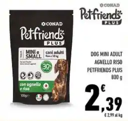 Conad City Dog mini adult agnello riso PETFRIENDS PLUS CONAD offerta