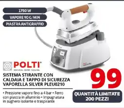Comet POLTI SISTEMA STIRANTE CON CALDAIA E TAPPO DI SICUREZZA VAPORELLA SILVER PLEU0210 offerta