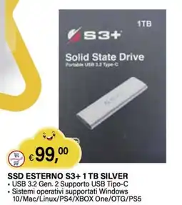 Il Gigante SSD esterno S3+ 1 TB silver offerta