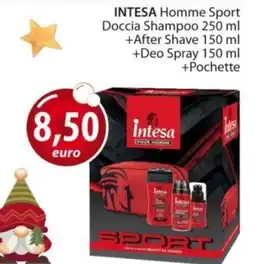 Acqua & Sapone INTESA Homme Sport Doccia Shampoo + After Shave + Deo Spray + Pochette offerta