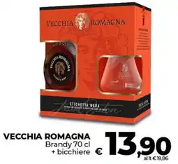 Ipercoop VECCHIA ROMAGNA Brandy + bicchiere offerta