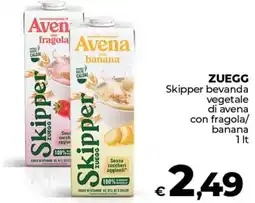 Ipercoop ZUEGG Skipper bevanda vegetale di avena con fragola/ banana offerta