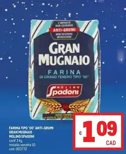 Metro Farina tipo "00" anti-grumi gran mugnaio MOLINO SPADONI offerta
