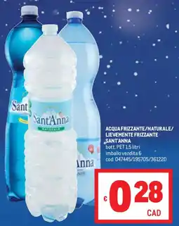 Metro Acqua frizzante/naturale/ lievemente frizzante SANT'ANNA offerta