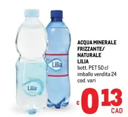 Metro Acqua minerale frizzante/ naturale LILIA offerta