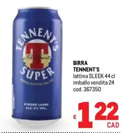 Metro Birra tennent's lattina sleek offerta