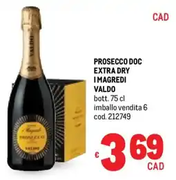 Metro Prosecco doc extra dry imagredi VALDO offerta