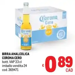 Metro Birra analcolica CORONA CERO offerta
