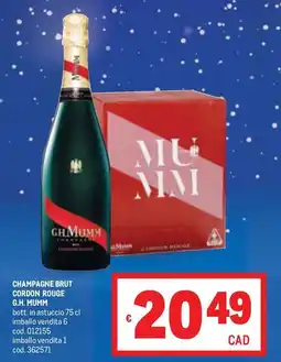 Metro Champagne brut cordon rouge G.H. MUMM offerta