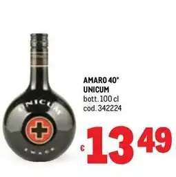 Metro Amaro 40° UNICUM offerta