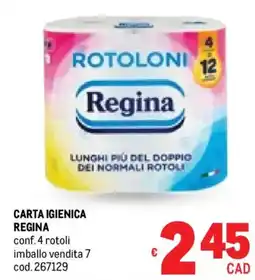 Metro Carta igienica REGINA offerta