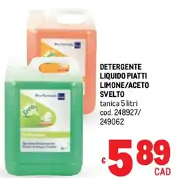 Metro Detergente liquido piatti limone/aceto SVELTO offerta
